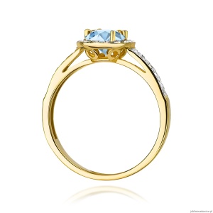 Pierścionek W0087 Diament Laboratoryjny niebieski 0,50ct żółte złoto