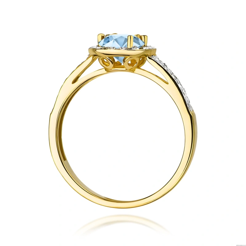 Pierścionek W0087 Diament Laboratoryjny niebieski 0,50ct żółte złoto