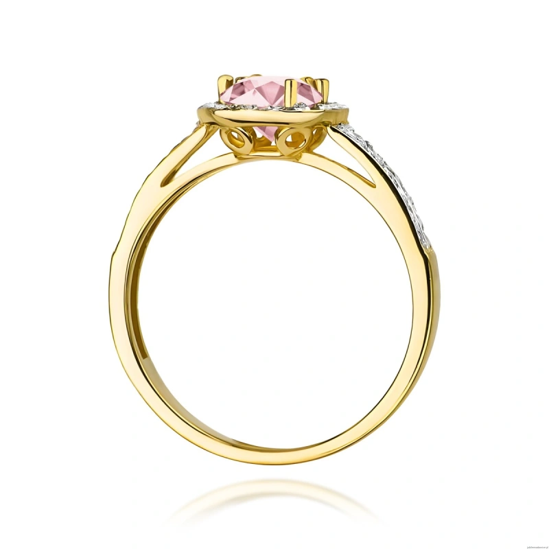 Pierścionek W0087 Diament Laboratoryjny różowy 0,50ct żółte złoto