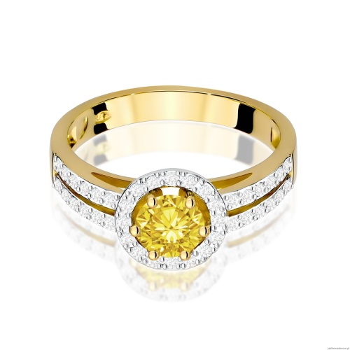 Pierścionek W0087 Diament Laboratoryjny żółty 0,50ct żółte złoto