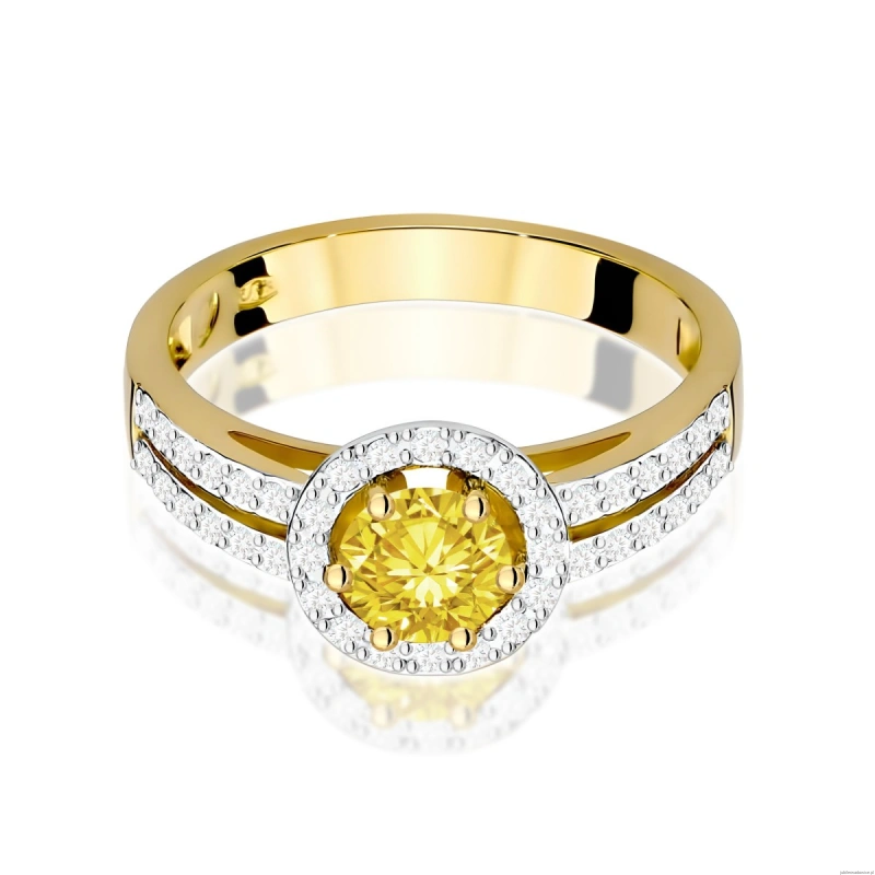 Pierścionek W0087 Diament Laboratoryjny żółty 0,50ct żółte złoto