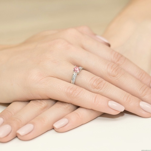 Pierścionek W0106 Diament Laboratoryjny różowy 0,50ct białe złoto