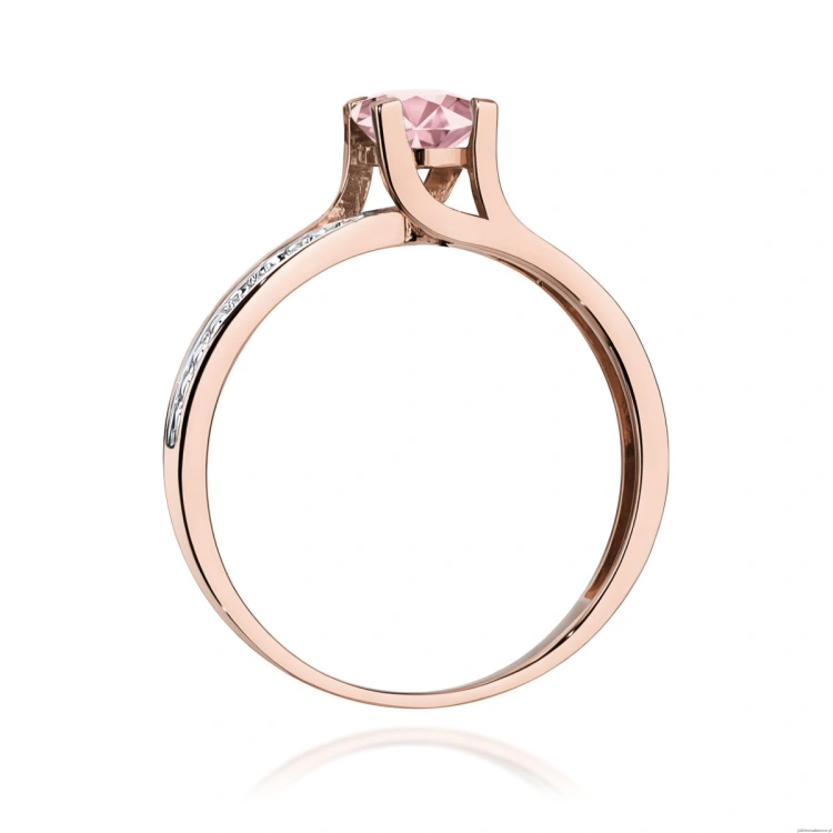 Pierścionek W0106 Diament Laboratoryjny różowy 0,50ct różowe złoto