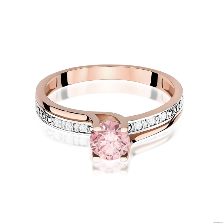 Pierścionek W0106 Diament Laboratoryjny różowy 0,50ct różowe złoto