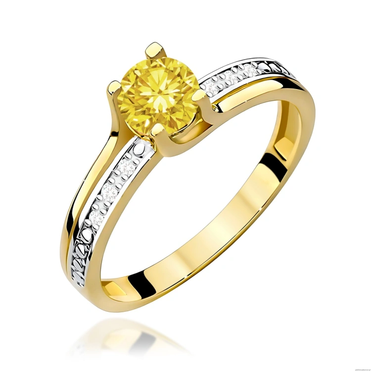 Pierścionek W0106 Diament Laboratoryjny żółty 0,50ct żółte złoto
