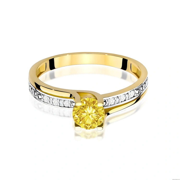 Pierścionek W0106 Diament Laboratoryjny żółty 0,50ct żółte złoto