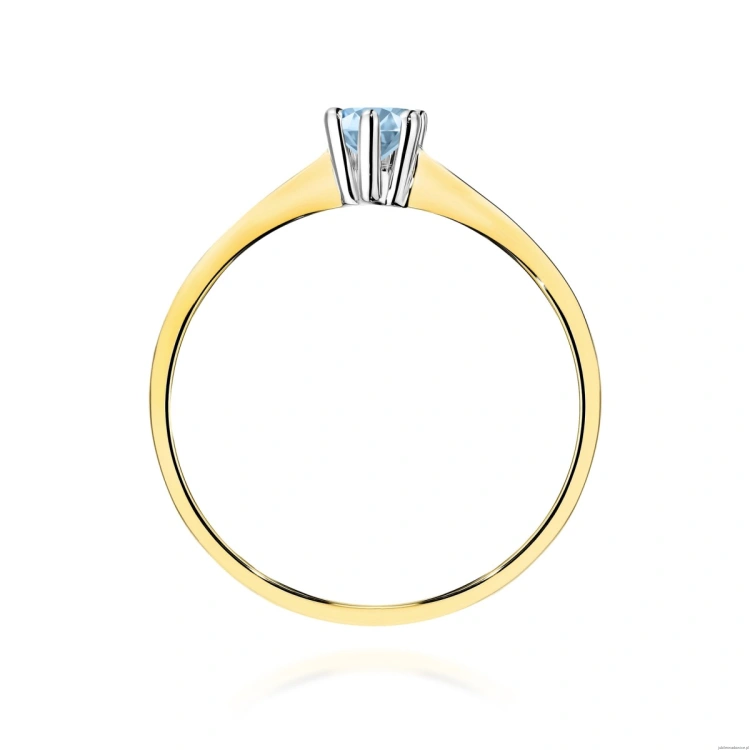 Pierścionek W0256 Diament Laboratoryjny niebieski 015ct żółte złoto