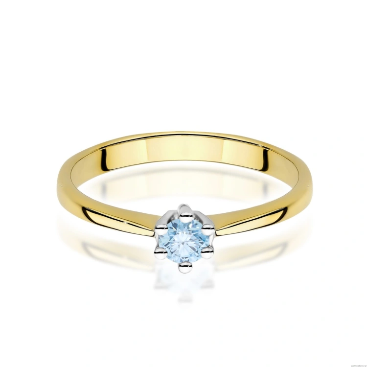 Pierścionek W0256 Diament Laboratoryjny niebieski 015ct żółte złoto