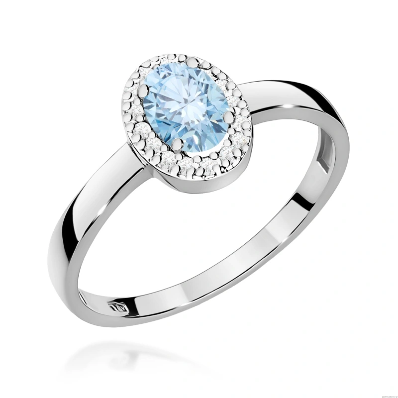 Pierścionek W0330 Diament Laboratoryjny niebieski 0,50ct białe złoto