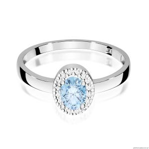 Pierścionek W0330 Diament Laboratoryjny niebieski 0,50ct białe złoto