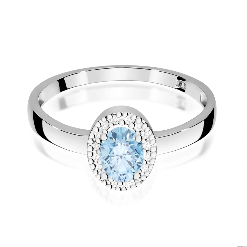 Pierścionek W0330 Diament Laboratoryjny niebieski 0,50ct białe złoto