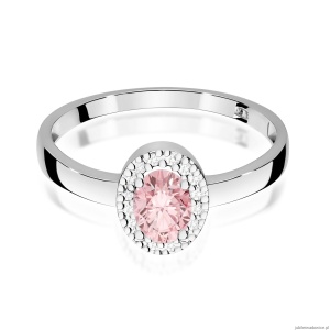 Pierścionek W0330 Diament Laboratoryjny różowy 0,50ct białe złoto