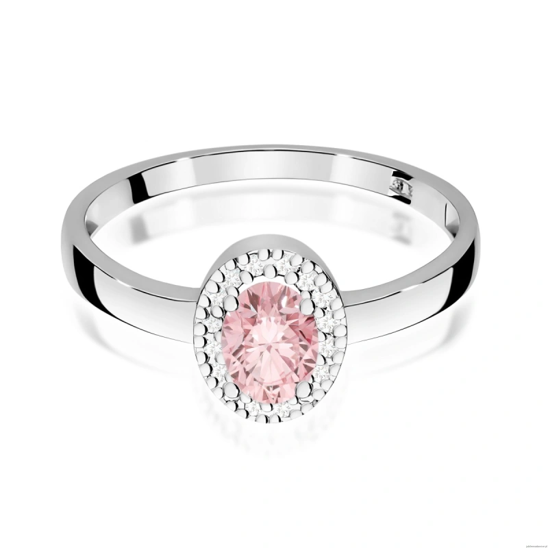 Pierścionek W0330 Diament Laboratoryjny różowy 0,50ct białe złoto