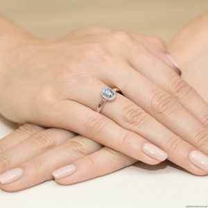 Pierścionek W0330 Diament Laboratoryjny niebieski 0,50ct różowe złoto