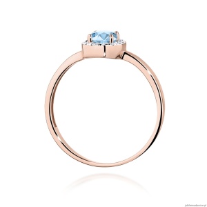 Pierścionek W0330 Diament Laboratoryjny niebieski 0,50ct różowe złoto