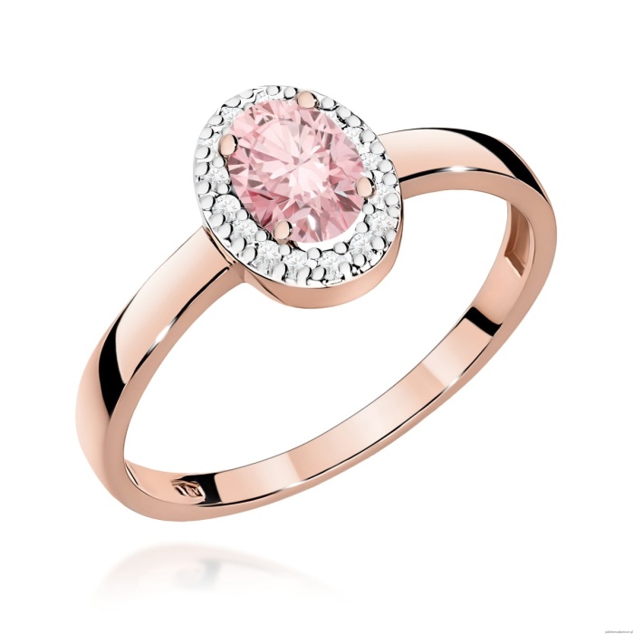 Pierścionek W0330 Diament Laboratoryjny różowy 0,50ct różowe złoto