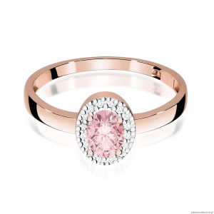 Pierścionek W0330 Diament Laboratoryjny różowy 0,50ct różowe złoto