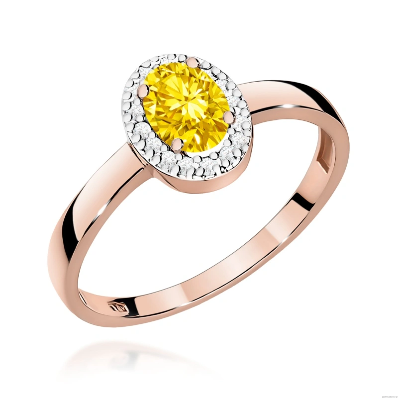 Pierścionek W0330 Diament Laboratoryjny żółty 0,50ct różowe złoto