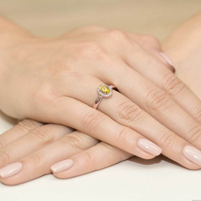 Pierścionek W0330 Diament Laboratoryjny żółty 0,50ct różowe złoto