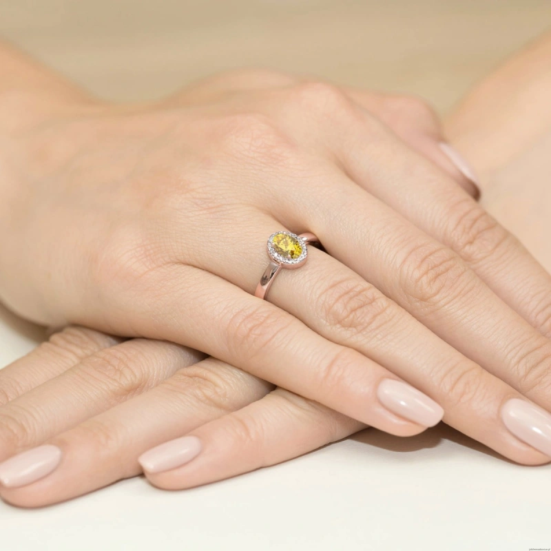 Pierścionek W0330 Diament Laboratoryjny żółty 0,50ct różowe złoto