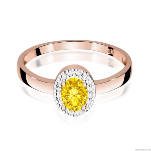 Pierścionek W0330 Diament Laboratoryjny żółty 0,50ct różowe złoto