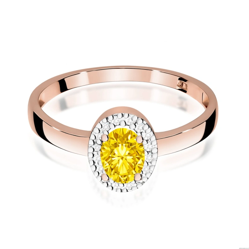 Pierścionek W0330 Diament Laboratoryjny żółty 0,50ct różowe złoto