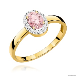 Pierścionek W0330 Diament Laboratoryjny różowy 0,50ct żółte złoto