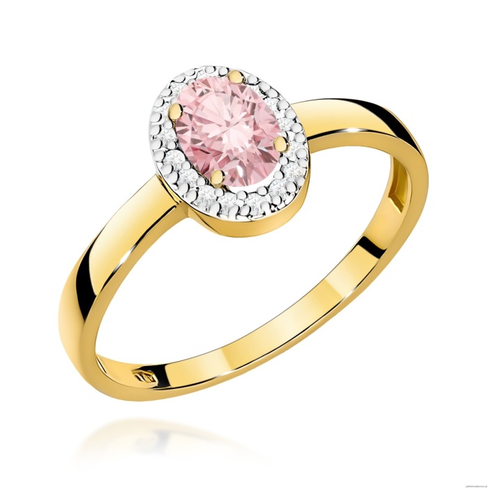 Pierścionek W0330 Diament Laboratoryjny różowy 0,50ct żółte złoto