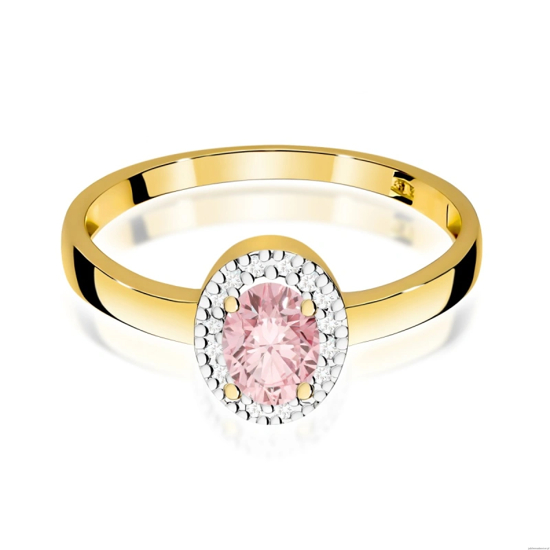 Pierścionek W0330 Diament Laboratoryjny różowy 0,50ct żółte złoto