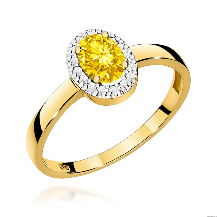Pierścionek W0330 Diament Laboratoryjny żółty 0,50ct żółte złoto