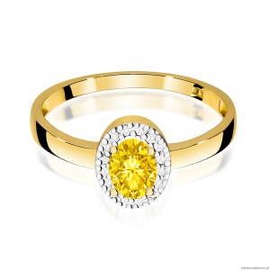 Pierścionek W0330 Diament Laboratoryjny żółty 0,50ct żółte złoto