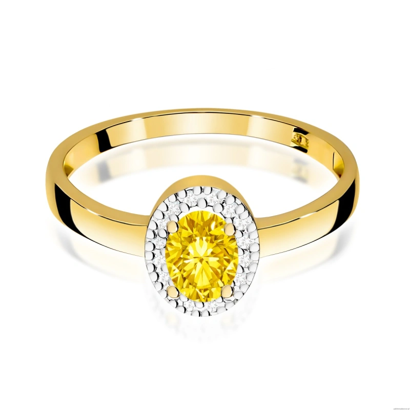 Pierścionek W0330 Diament Laboratoryjny żółty 0,50ct żółte złoto
