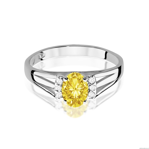 Pierścionek W0005 Diament Laboratoryjny żółty 0,50ct białe złoto