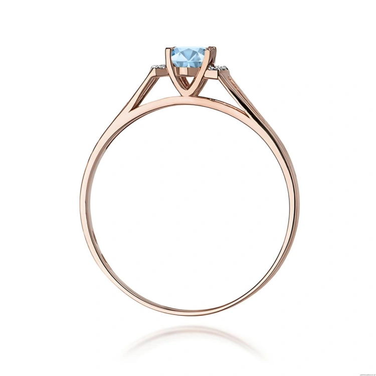 Pierścionek W0005 Diament Laboratoryjny niebieski 0,50ct różowe złoto