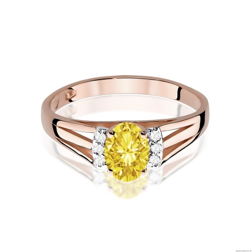 Pierścionek W0005 Diament Laboratoryjny żółty 0,50ct różowe złoto