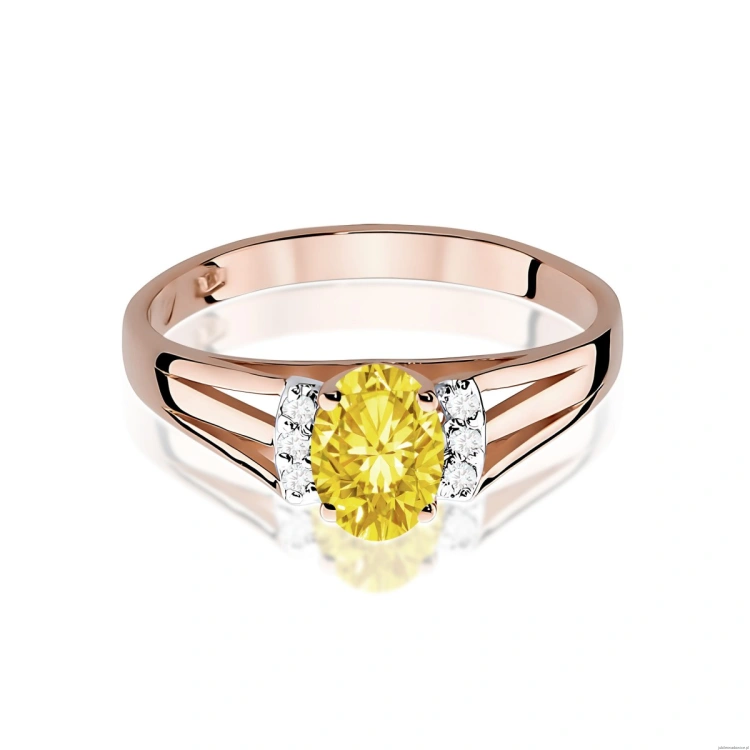 Pierścionek W0005 Diament Laboratoryjny żółty 0,50ct różowe złoto
