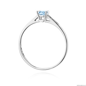 Pierścionek W0399 Diament Laboratoryjny niebieski 0.15ct białe złoto