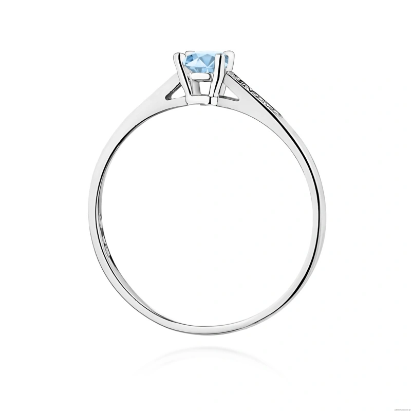 Pierścionek W0399 Diament Laboratoryjny niebieski 0.15ct białe złoto
