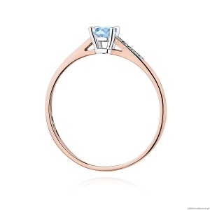 Pierścionek W0399 Diament Laboratoryjny niebieski 0.15ct różowe złoto