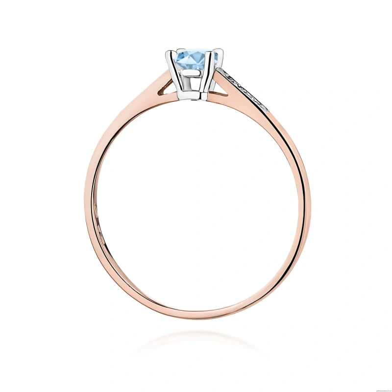 Pierścionek W0399 Diament Laboratoryjny niebieski 0.15ct różowe złoto