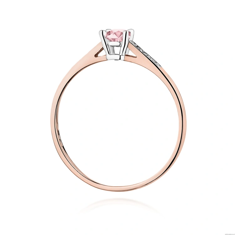 Pierścionek W0399 Diament Laboratoryjny różowy 0.15ct różowe złoto