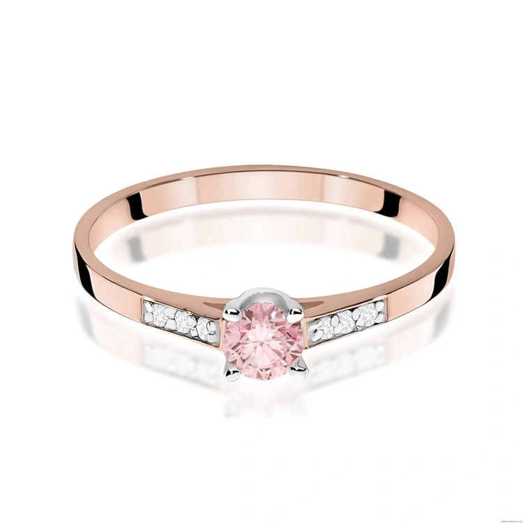 Pierścionek W0399 Diament Laboratoryjny różowy 0.15ct różowe złoto