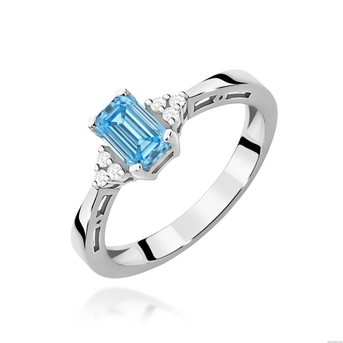Pierścionek W0002 Diament Laboratoryjny niebieski 0,50ct białe złoto