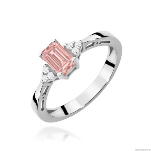 Pierścionek W0002 Diament Laboratoryjny różowy 0,50ct białe złoto
