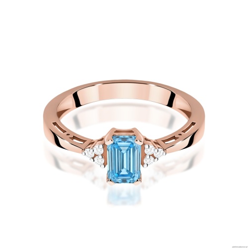 Pierścionek W0002 Diament laboratoryjny niebieski 0,50ct różowe złoto