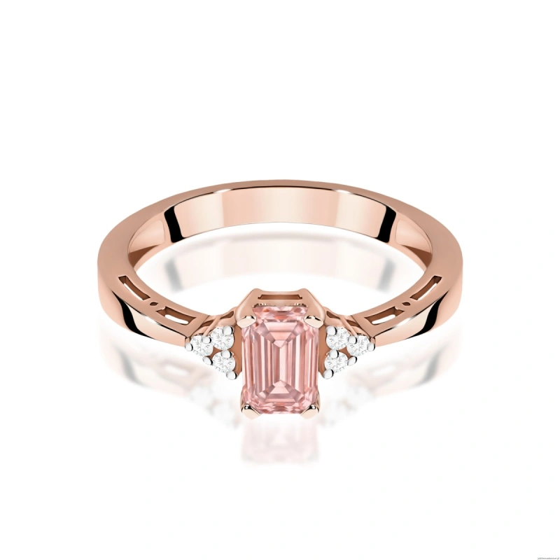 Pierścionek W0002 Diament laboratoryjny różowy 0,50ct różowe złoto