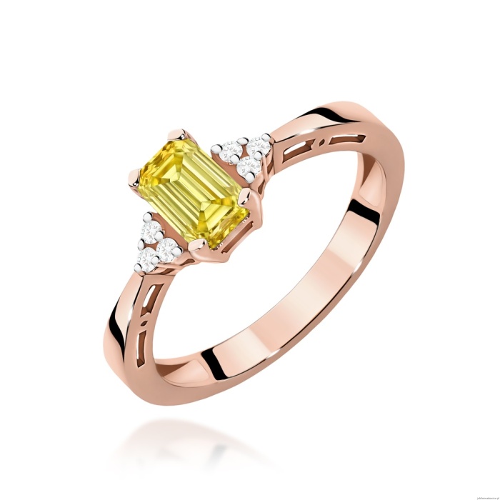 Pierścionek W0002 Diament laboratoryjny żółty 0,50ct różowe złoto