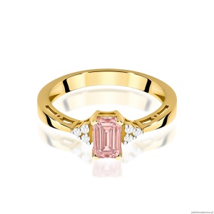 Pierścionek W0002 Diament laboratoryjny różowy 0,50ct żółte złoto