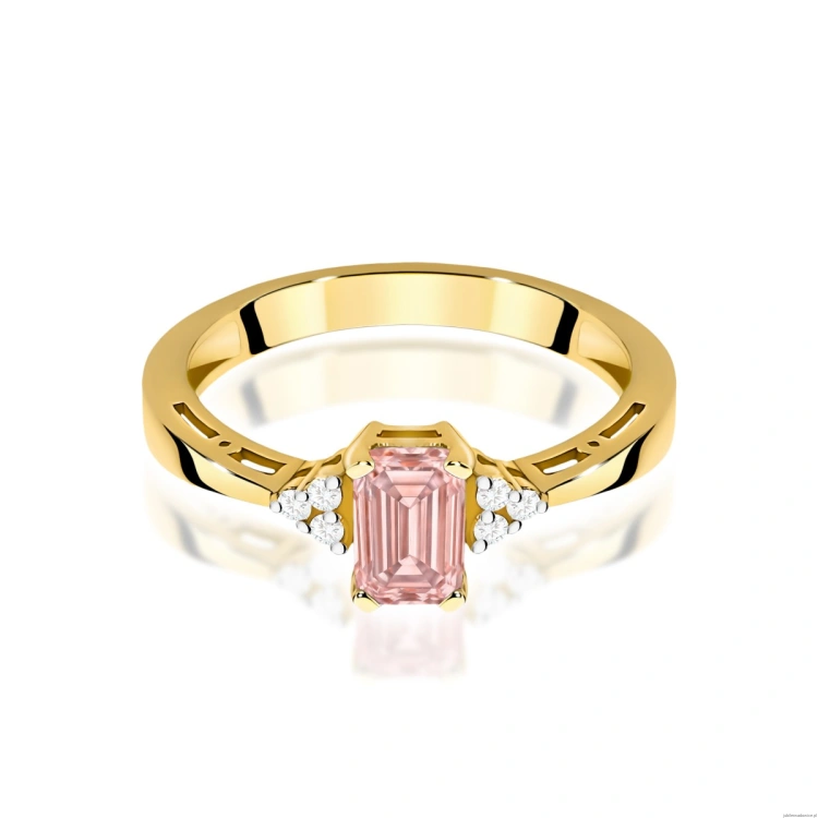 Pierścionek W0002 Diament laboratoryjny różowy 0,50ct żółte złoto