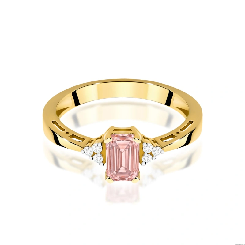 Pierścionek W0002 Diament laboratoryjny różowy 0,50ct żółte złoto